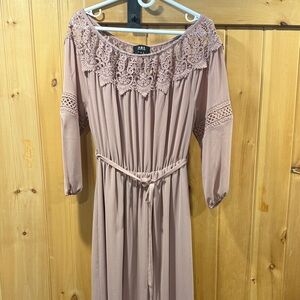 Women's Lace Detail Dress - blush - large